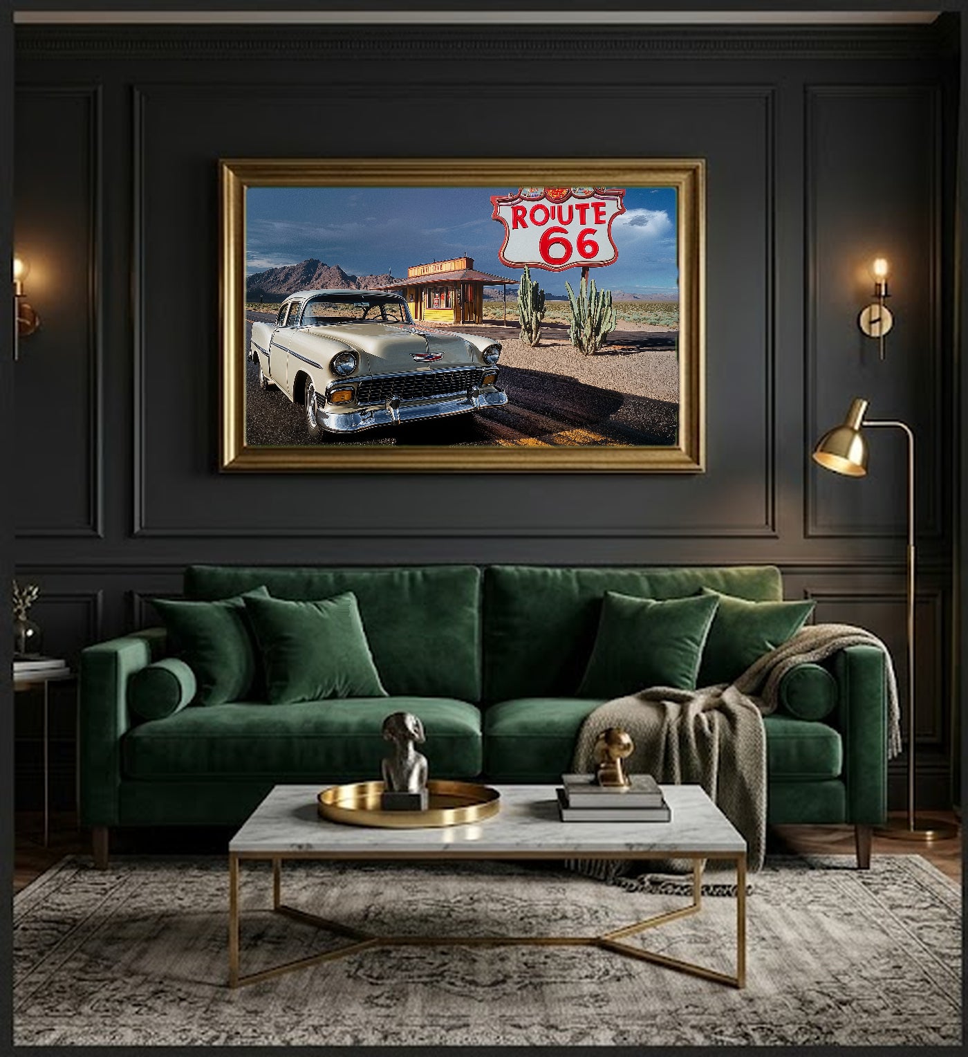 Route 66 Canvas Wall Art | Vintage Americana Poster Print, Roadtrip Decor, Stretched Canvas — route-66-americana-poster-office-wall-art.jpg