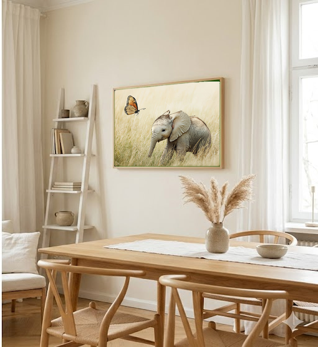 Safari Elephant Canvas Wall Art | Nursery Baby Animal Print, Kids Room Decor, Stretched Canvas — safari-nursery-elephant-dining-room-wall-art.jpg