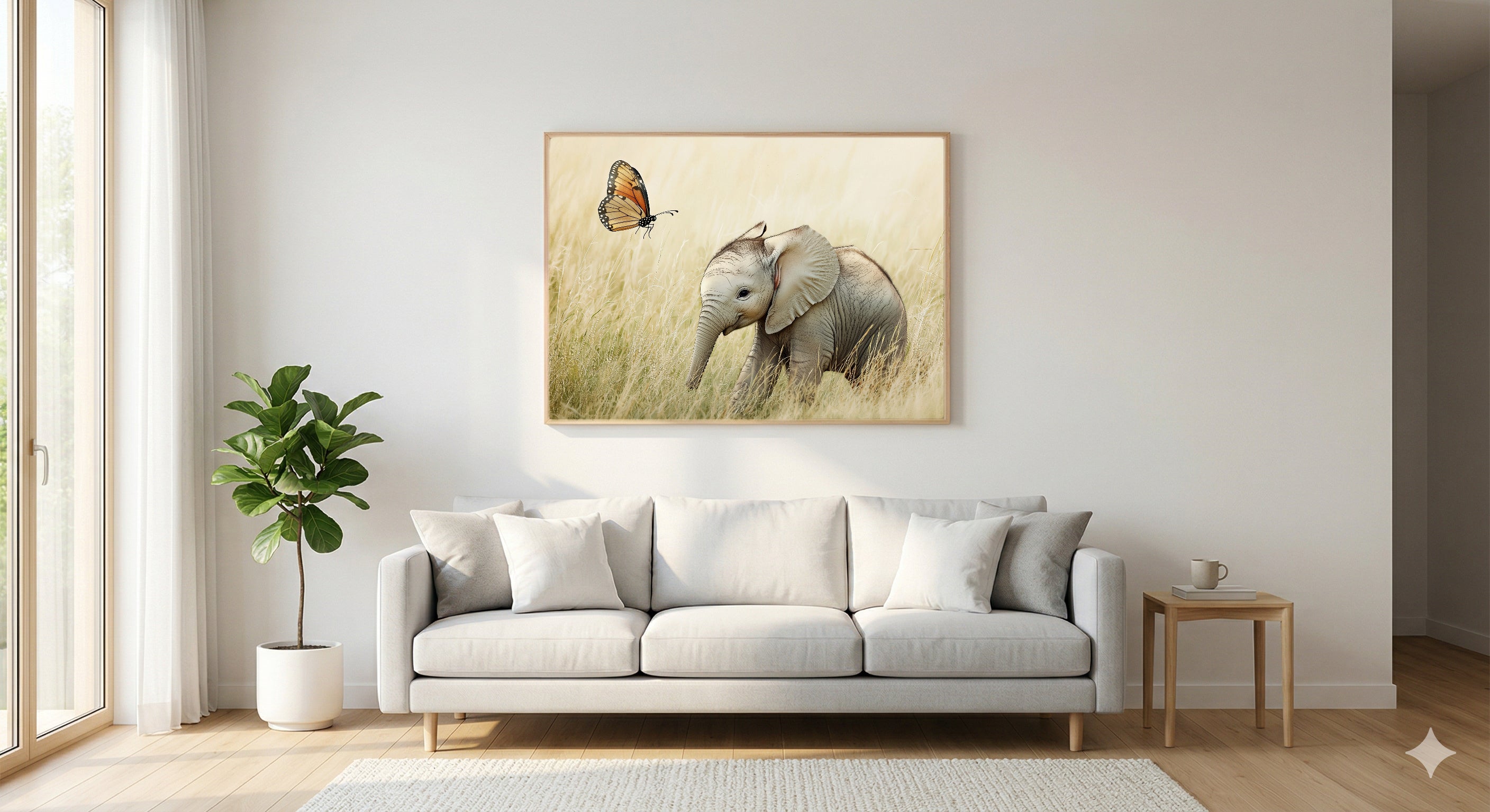 Safari Elephant Canvas Wall Art | Nursery Baby Animal Print, Kids Room Decor, Stretched Canvas — safari-nursery-elephant-living-room-wall-art.jpg