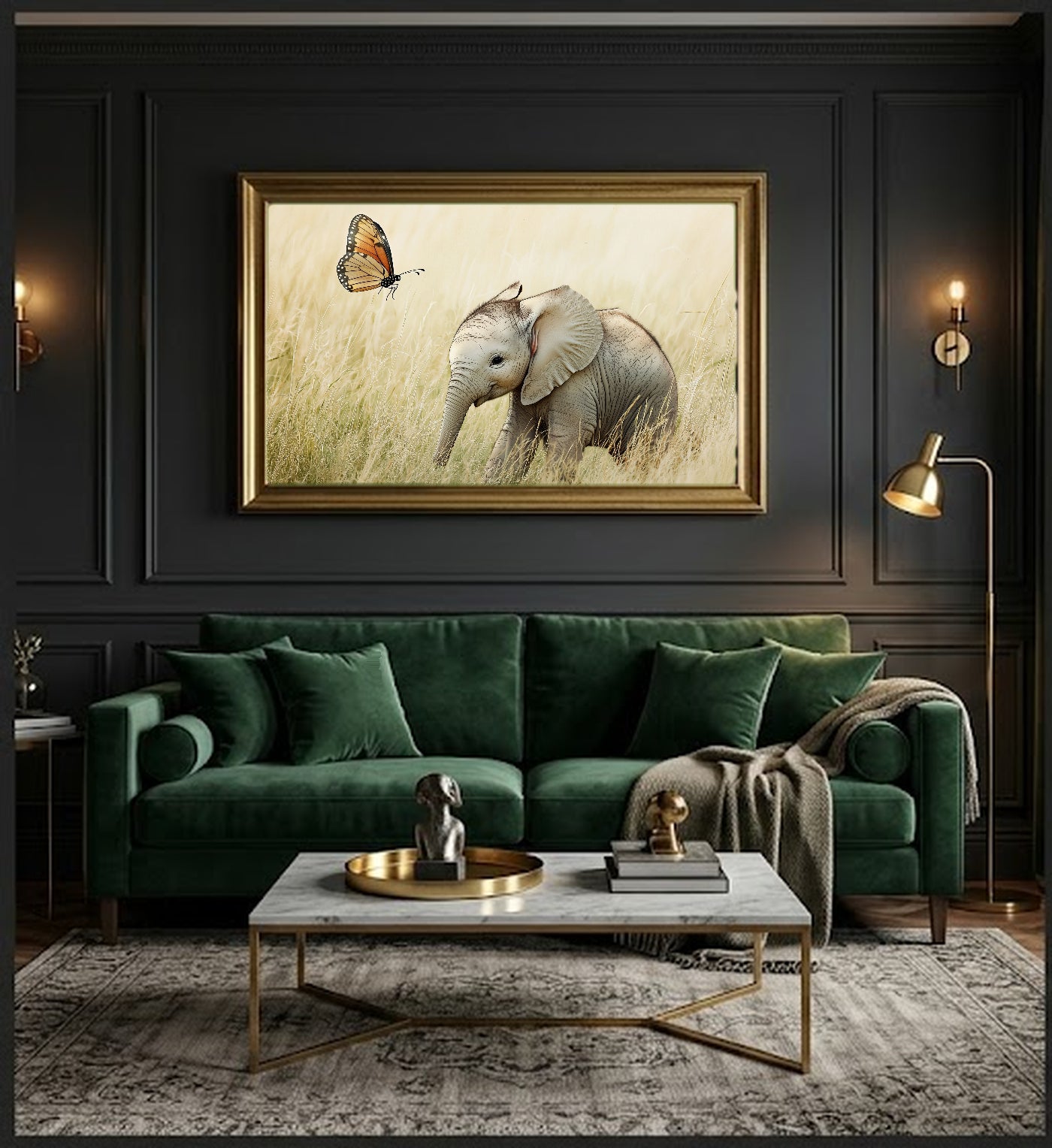 Safari Elephant Canvas Wall Art | Nursery Baby Animal Print, Kids Room Decor, Stretched Canvas — safari-nursery-elephant-office-wall-art.jpg