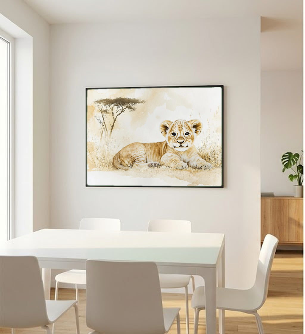 Safari Lion Canvas Wall Art | Nursery Baby Animal Print, Kids Room Decor, Stretched Canvas — safari-nursery-lion-bedroom-wall-art.jpg