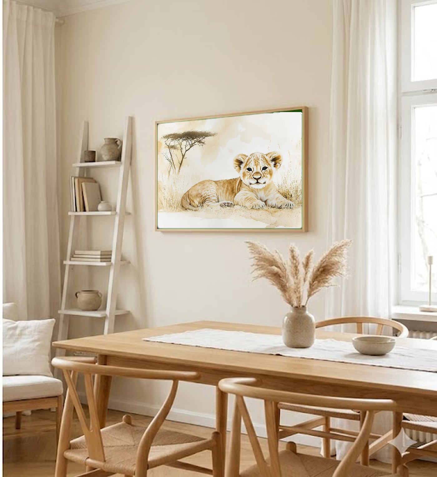 Safari Lion Canvas Wall Art | Nursery Baby Animal Print, Kids Room Decor, Stretched Canvas — safari-nursery-lion-dining-room-wall-art.jpg