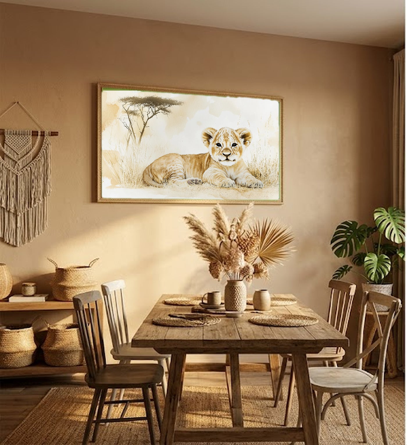 Safari Lion Canvas Wall Art | Nursery Baby Animal Print, Kids Room Decor, Stretched Canvas — safari-nursery-lion-hallway-wall-art.jpg