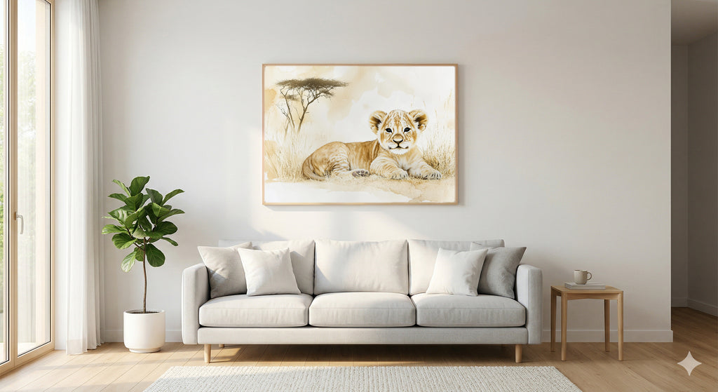 Safari Lion Canvas Wall Art | Nursery Baby Animal Print, Kids Room Decor, Stretched Canvas — safari-nursery-lion-living-room-wall-art.jpg