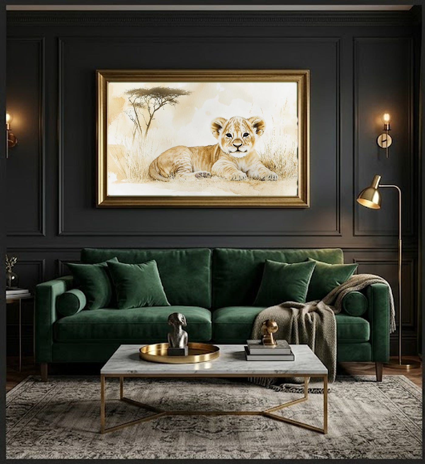 Safari Lion Canvas Wall Art | Nursery Baby Animal Print, Kids Room Decor, Stretched Canvas — safari-nursery-lion-office-wall-art.jpg
