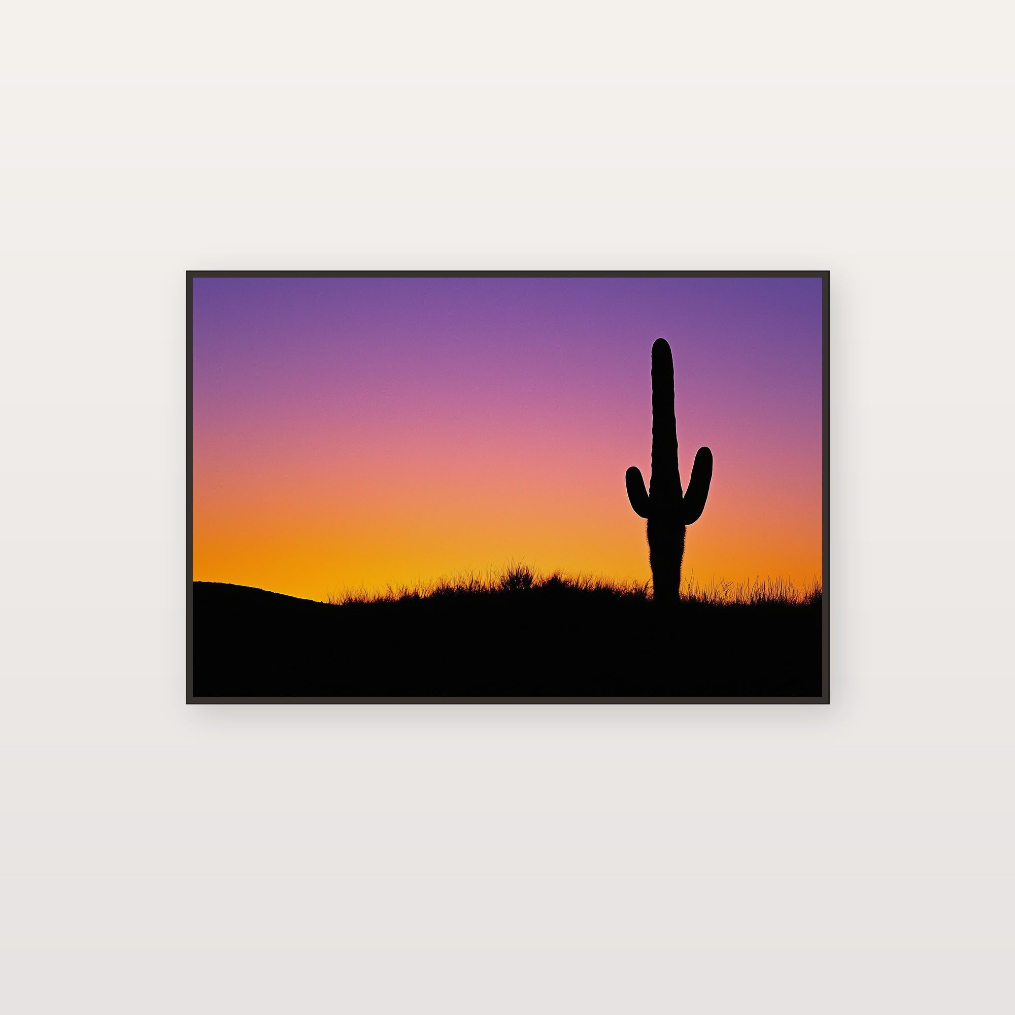 Saguaro Cactus Canvas Wall Art | Desert Sunset Silhouette Print, Southwest Decor, Stretched Canvas — saguaro-cactus-sunset-gradient-canvas-print.jpg