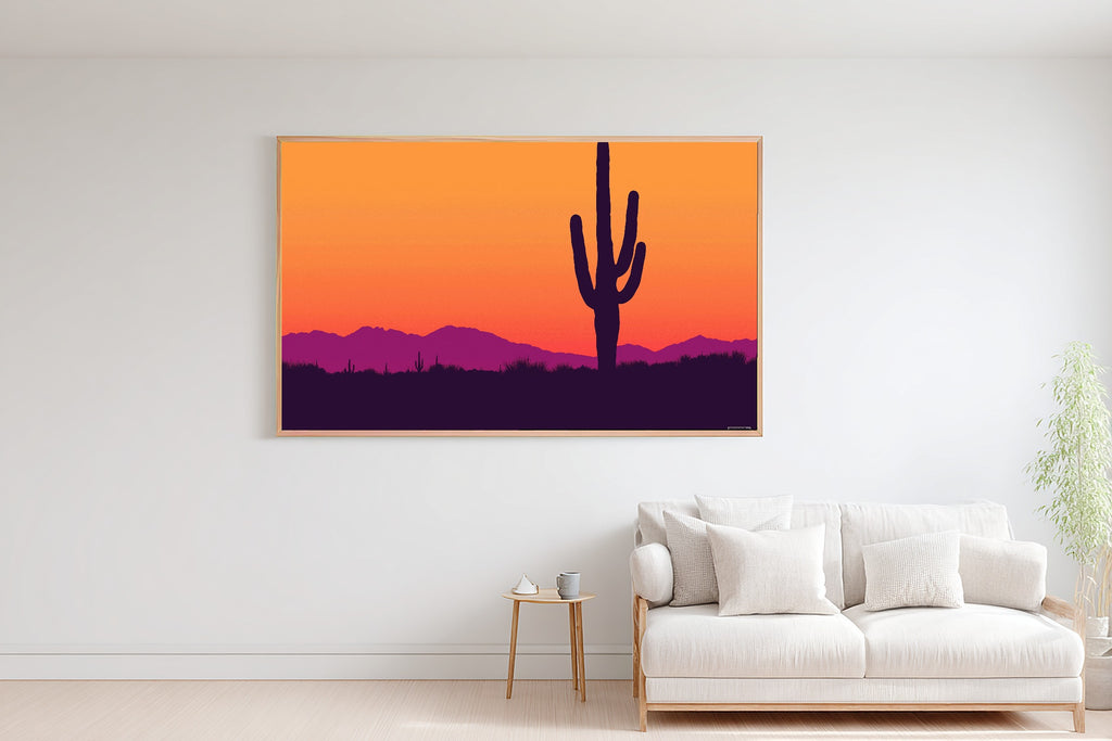 Saguaro Retro Poster Cozy Studio Wall Art — Heartfelt Print for the Living Room, Stretched Canvas Gift for the Art Lover in Your Life — saguaro-retro-poster-bedroom-wall-art.jpg