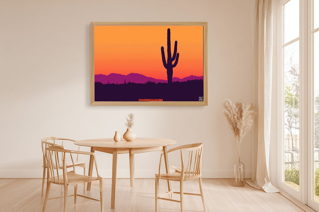 Saguaro Retro Poster Cozy Studio Wall Art — Heartfelt Print for the Living Room, Stretched Canvas Gift for the Art Lover in Your Life — saguaro-retro-poster-dining-room-wall-art.jpg