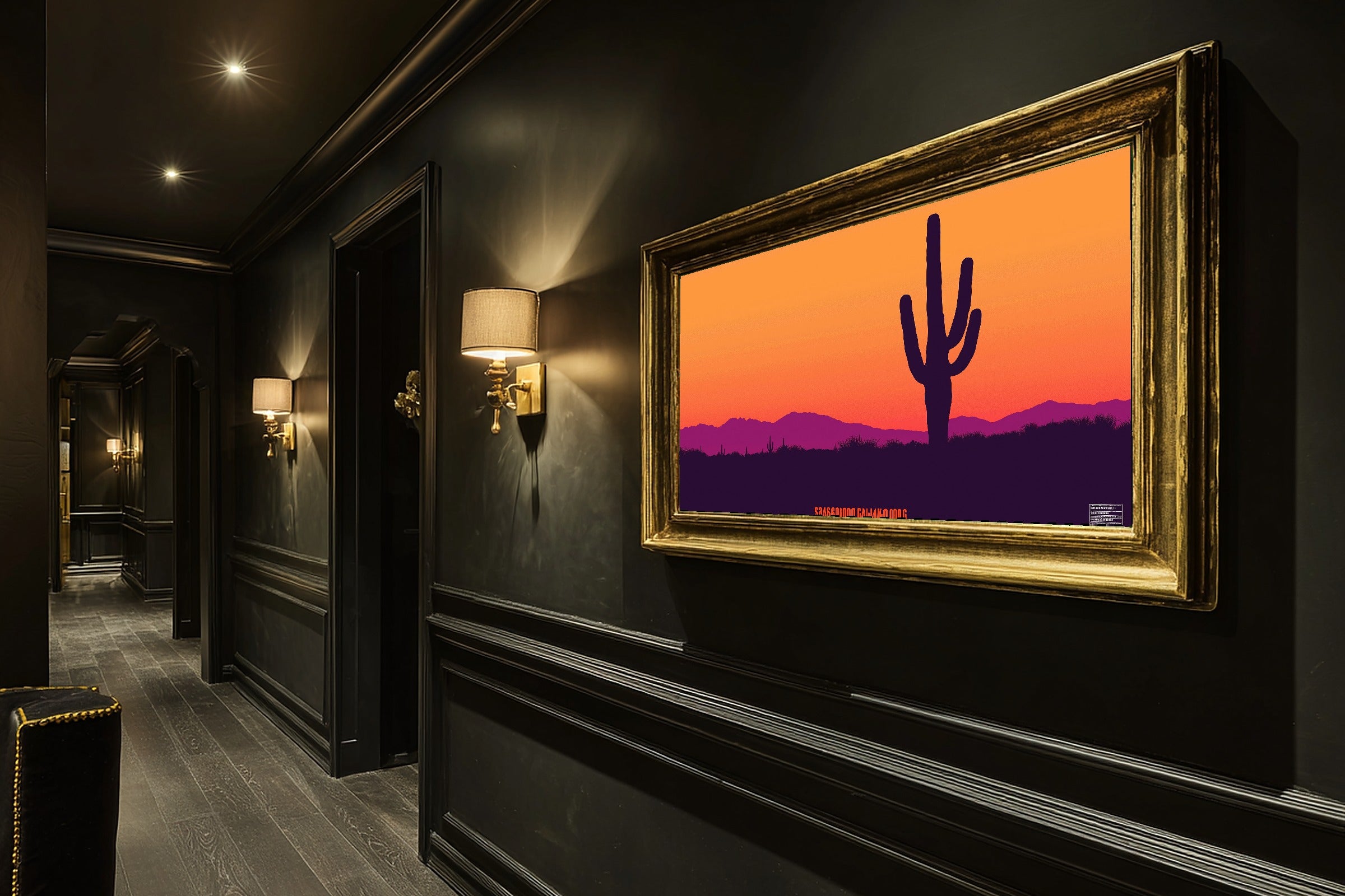 Saguaro Retro Poster Cozy Studio Wall Art — Heartfelt Print for the Living Room, Stretched Canvas Gift for the Art Lover in Your Life — saguaro-retro-poster-hallway-wall-art.jpg