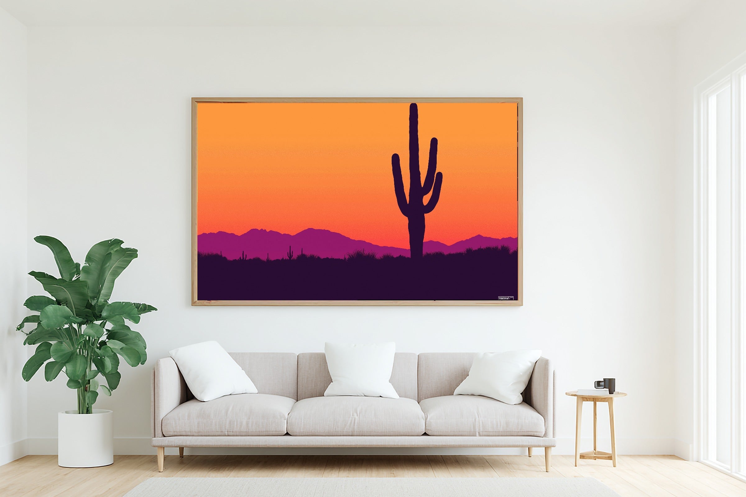Saguaro Retro Poster Cozy Studio Wall Art — Heartfelt Print for the Living Room, Stretched Canvas Gift for the Art Lover in Your Life — saguaro-retro-poster-living-room-wall-art.jpg