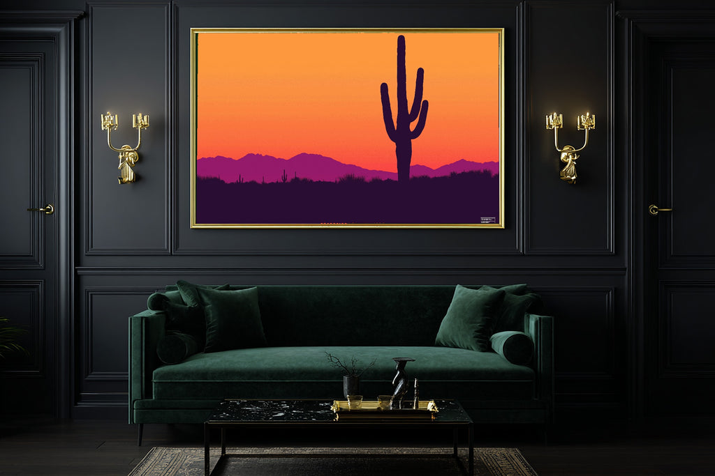 Saguaro Retro Poster Cozy Studio Wall Art — Heartfelt Print for the Living Room, Stretched Canvas Gift for the Art Lover in Your Life — saguaro-retro-poster-office-wall-art.jpg