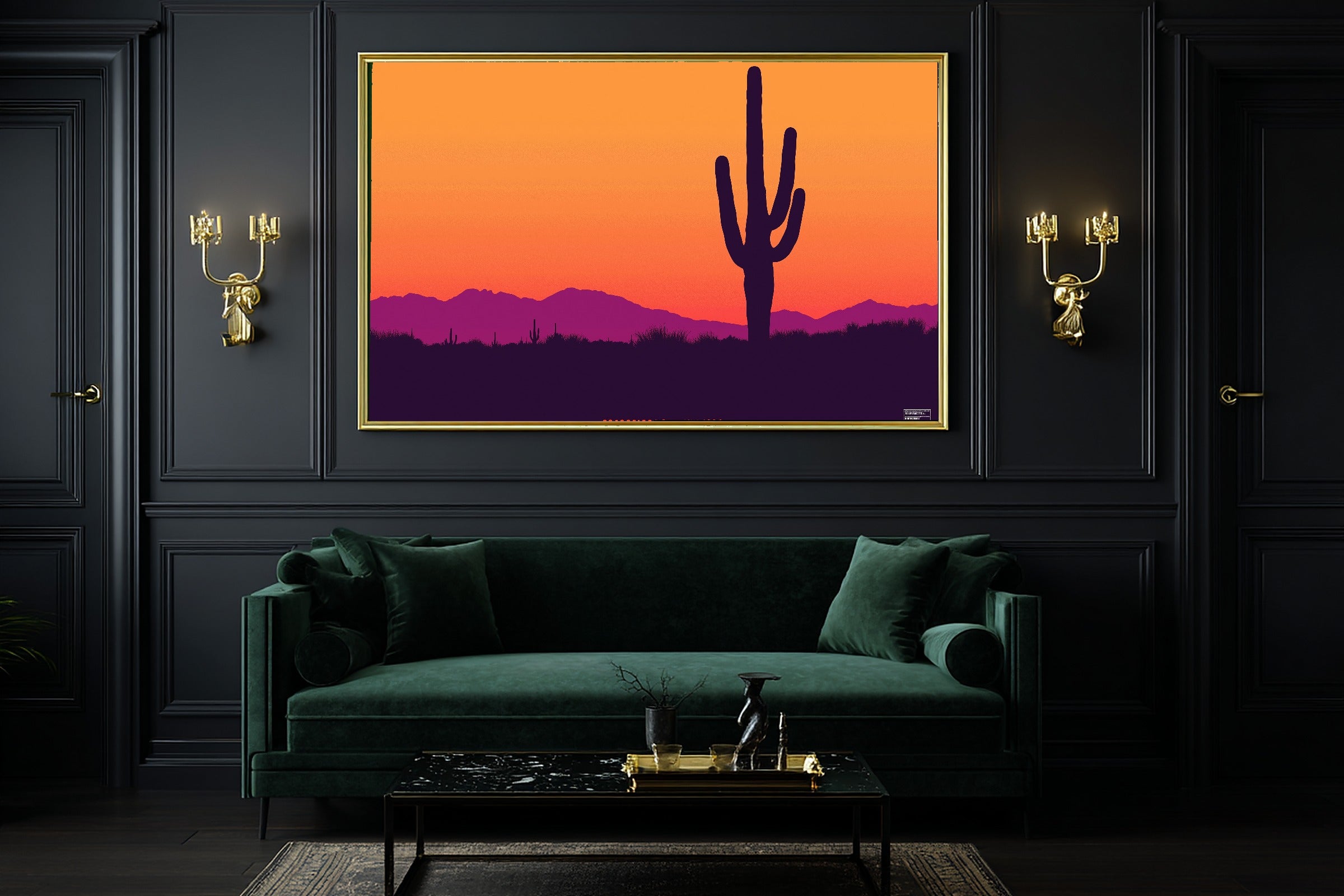 Saguaro Retro Poster Cozy Studio Wall Art — Heartfelt Print for the Living Room, Stretched Canvas Gift for the Art Lover in Your Life — saguaro-retro-poster-office-wall-art.jpg