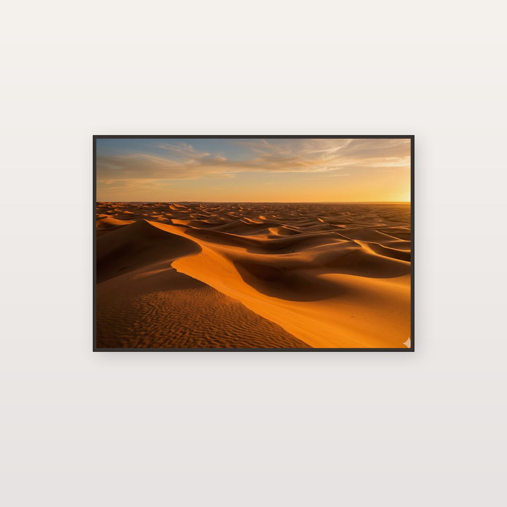 Sahara Desert Dunes Canvas Wall Art - Golden Sand Print, Desert Landscape, Minimalist Decor, Stretched Canvas — sahara desert dunes canvas print