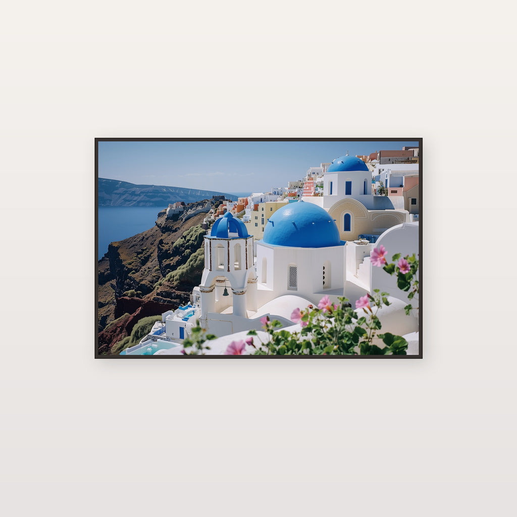 Santorini Blue Domes Canvas Wall Art | Greek Island Oia Print, Mediterranean Decor, Stretched Canvas — santorini-blue-domes-canvas-print.jpg