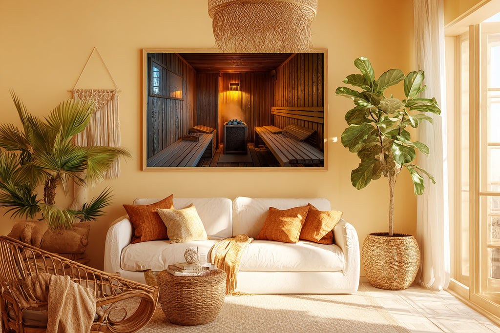 Cozy Studio Sauna Interior Warm Cedar Art Print — Timeless Decor for the Living Room, Stretched Canvas the Art Lover in Your Life Will Love — sauna-interior-warm-cedar-room-5-wall-art.jpg