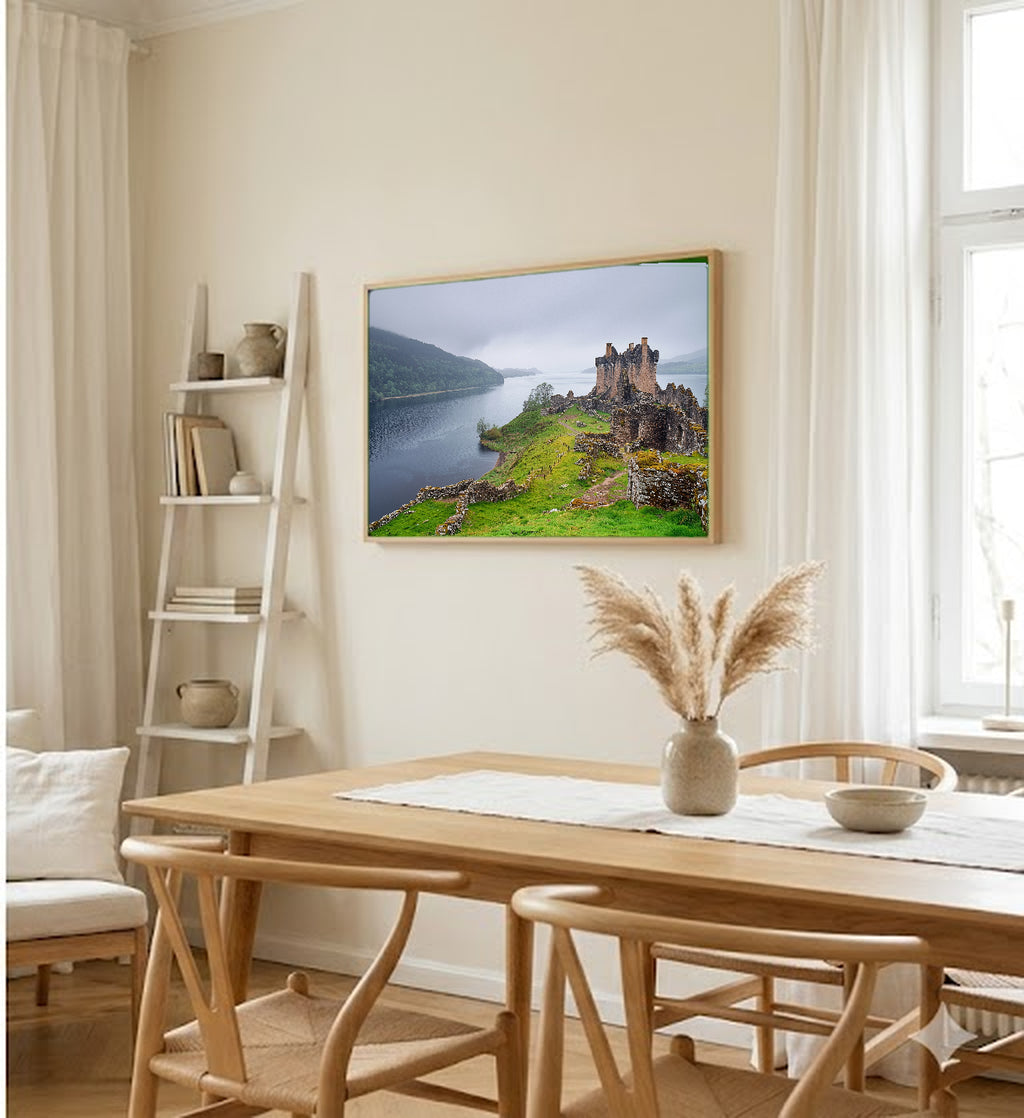 Loch Ness Canvas Wall Art | Urquhart Castle Scotland Print, Highland Decor, Celtic Landscape, Stretched Canvas — scotland-loch-ness-dining-room-wall-art.jpg