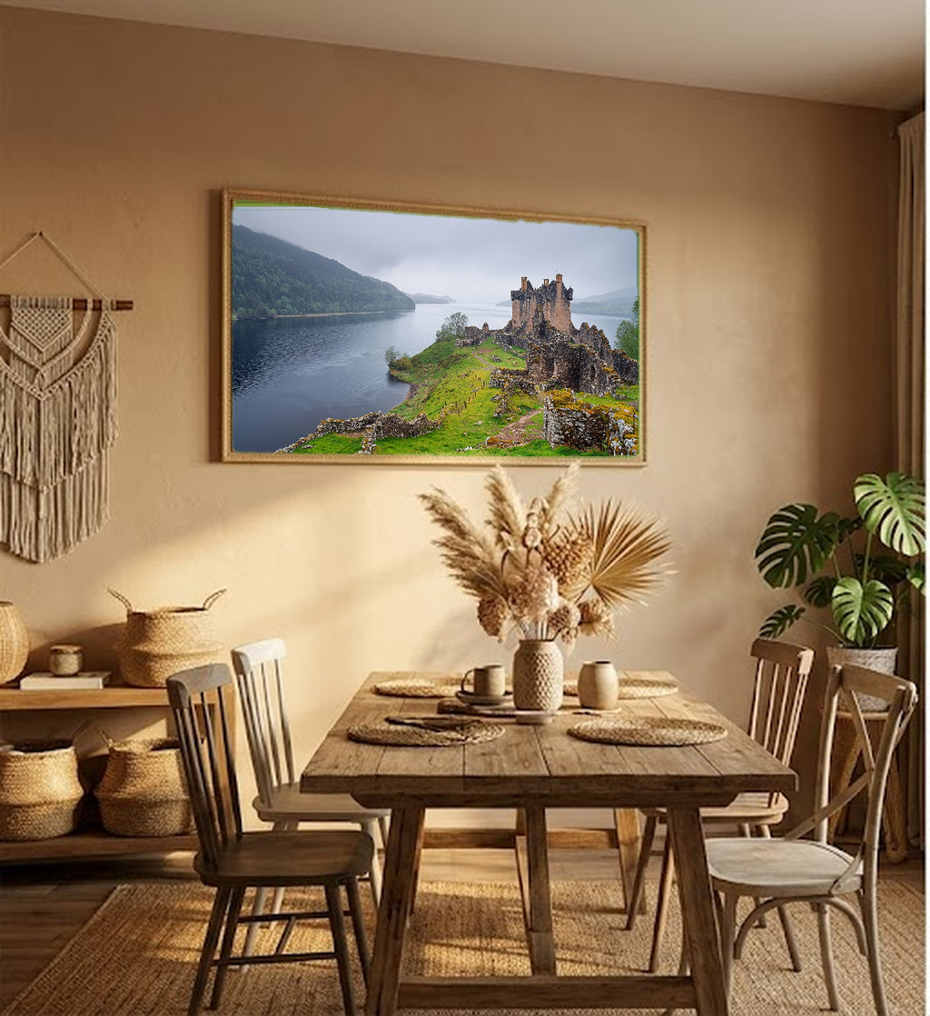 Loch Ness Canvas Wall Art | Urquhart Castle Scotland Print, Highland Decor, Celtic Landscape, Stretched Canvas — scotland-loch-ness-hallway-wall-art.jpg