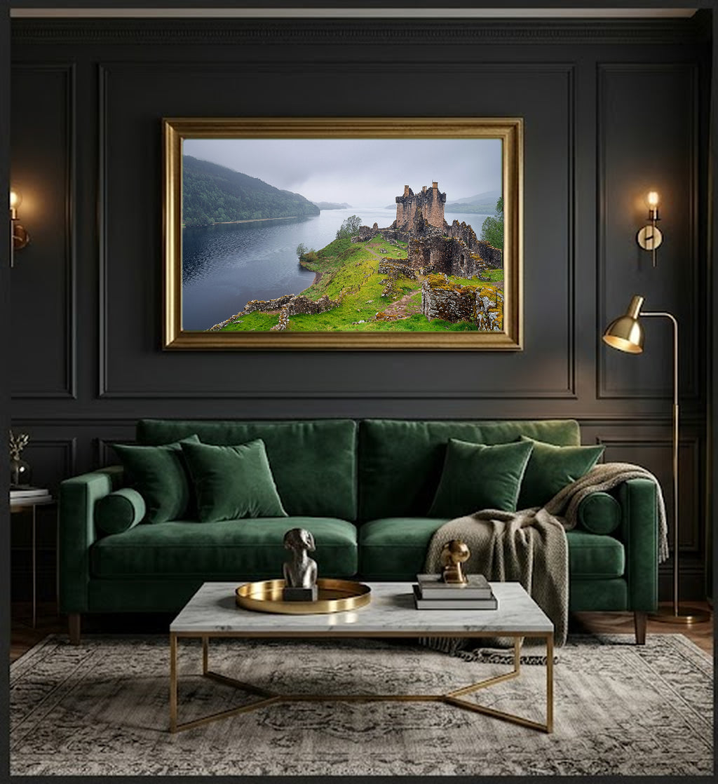 Loch Ness Canvas Wall Art | Urquhart Castle Scotland Print, Highland Decor, Celtic Landscape, Stretched Canvas — scotland-loch-ness-office-wall-art.jpg