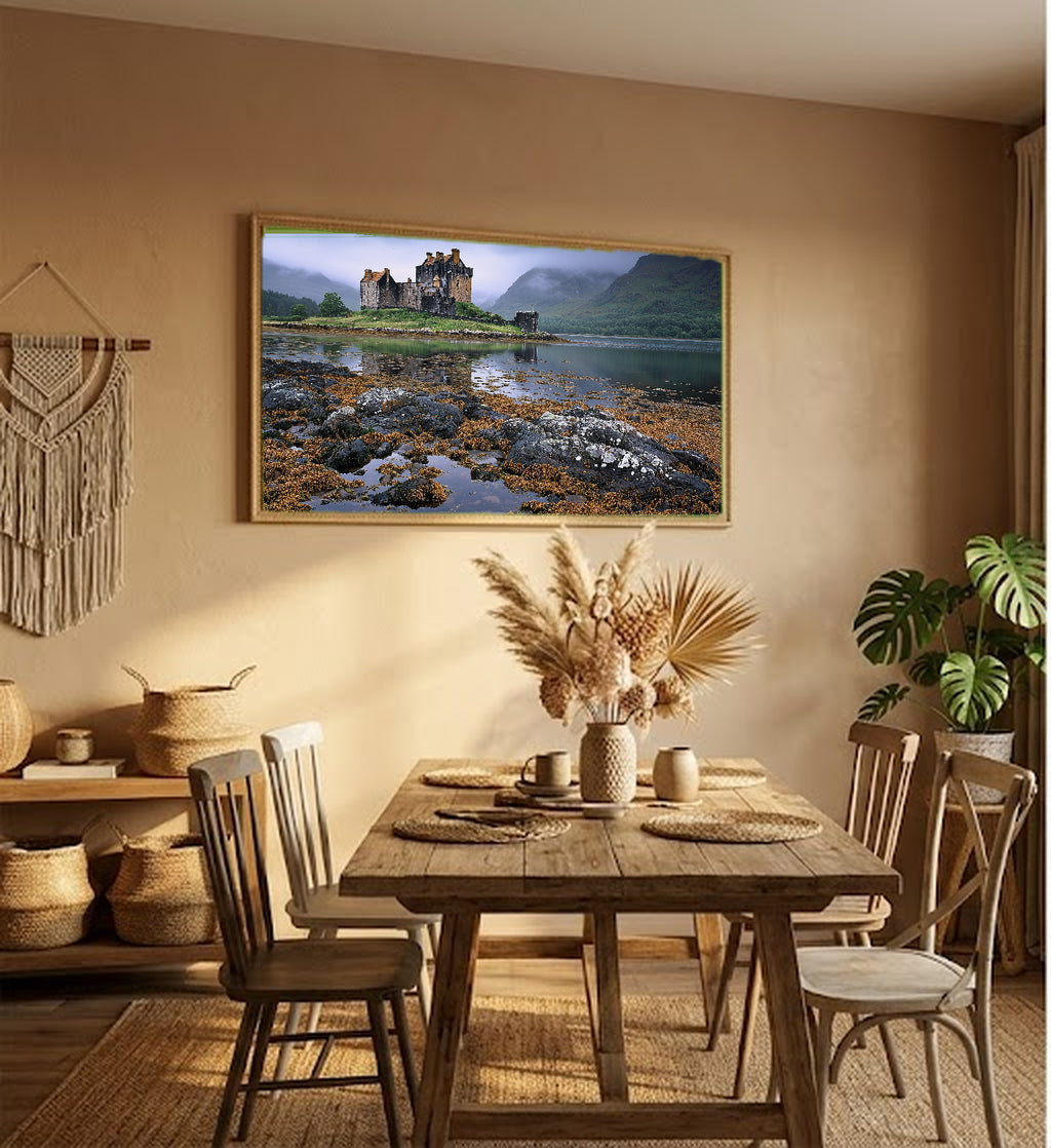 Scottish Castle Canvas Wall Art | Highland Fortress Print, Celtic Decor, Historical Art, Stretched Canvas — scottish-castle-hallway-wall-art.jpg