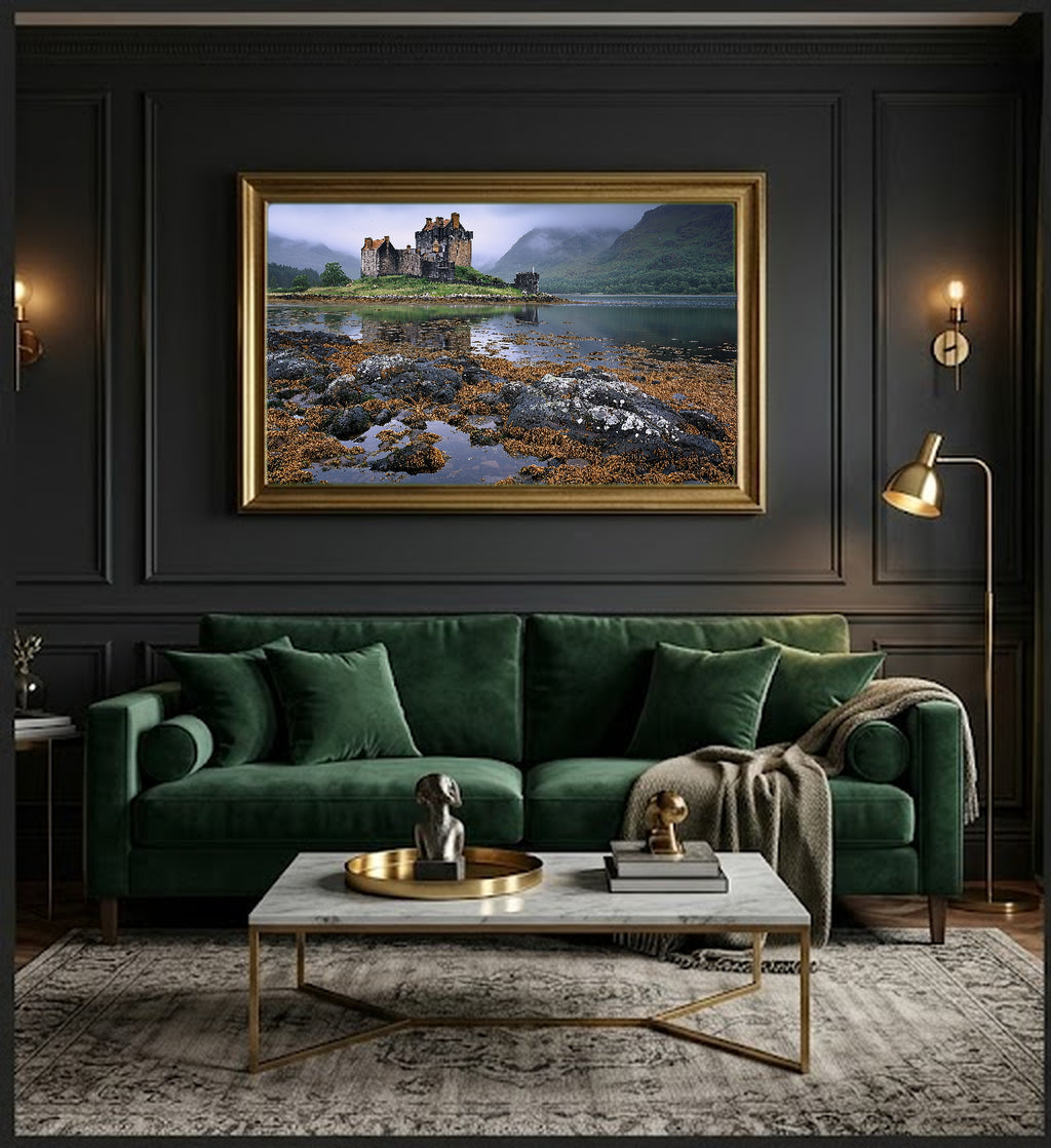 Scottish Castle Canvas Wall Art | Highland Fortress Print, Celtic Decor, Historical Art, Stretched Canvas — scottish-castle-office-wall-art.jpg