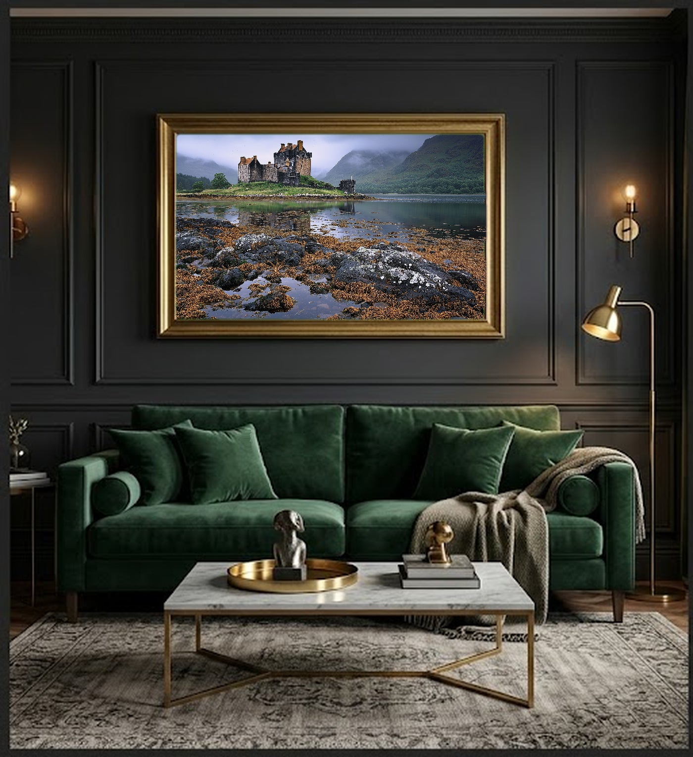 Scottish Castle Canvas Wall Art | Highland Fortress Print, Celtic Decor, Historical Art, Stretched Canvas — scottish-castle-office-wall-art.jpg