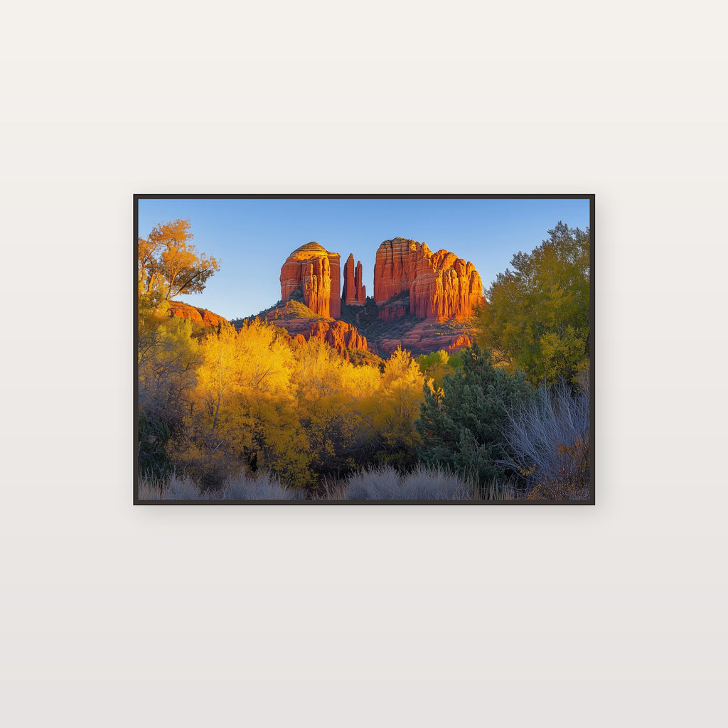 Sedona Cathedral Rock Canvas Wall Art | Painterly Red Rock Print, Southwest Decor, Stretched Canvas — sedona-cathedral-rock-painterly-canvas-print.jpg