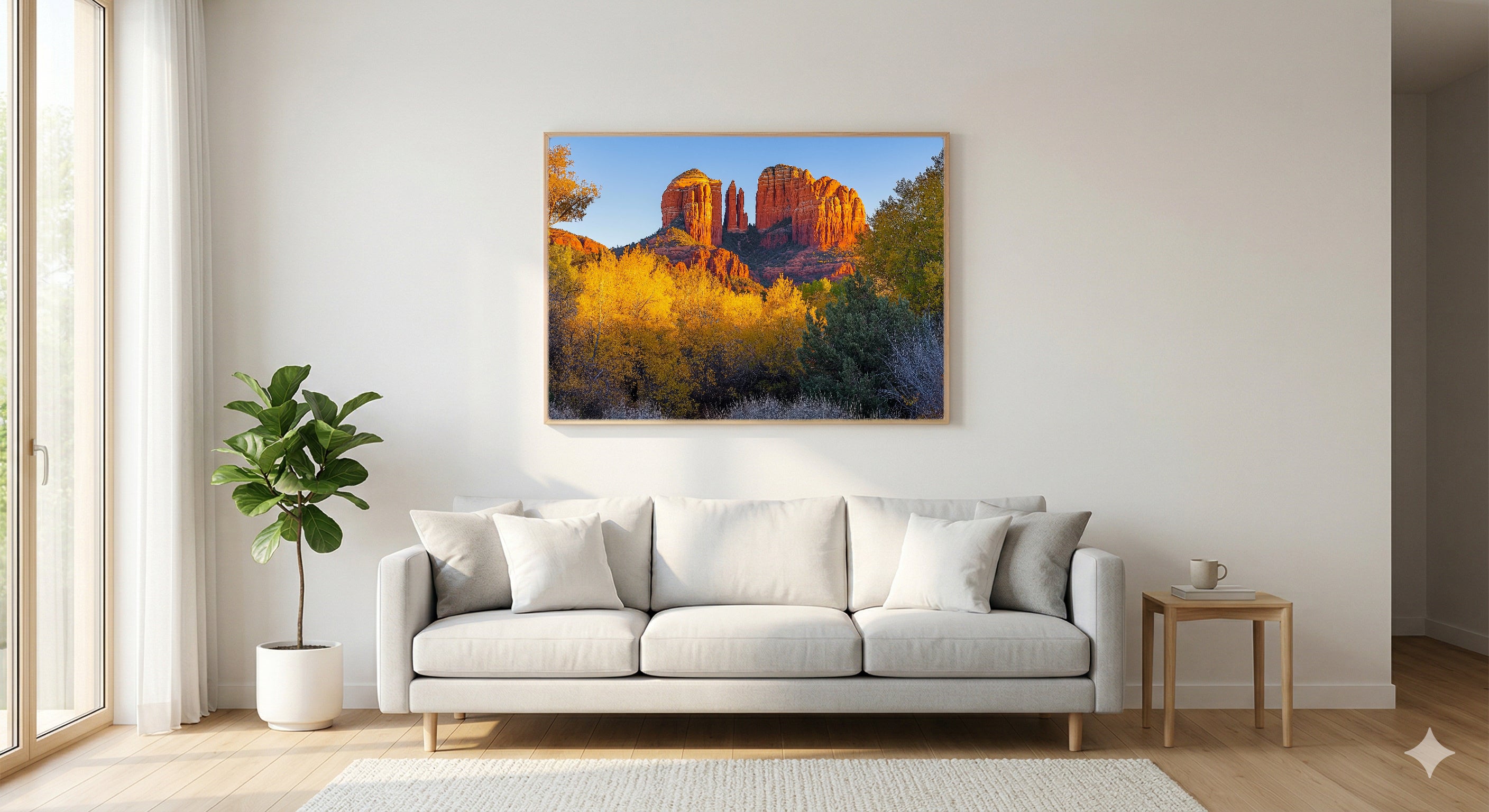 Sedona Cathedral Rock Canvas Wall Art | Painterly Red Rock Print, Southwest Decor, Stretched Canvas — sedona-cathedral-rock-painterly-living-room-wall-art.jpg