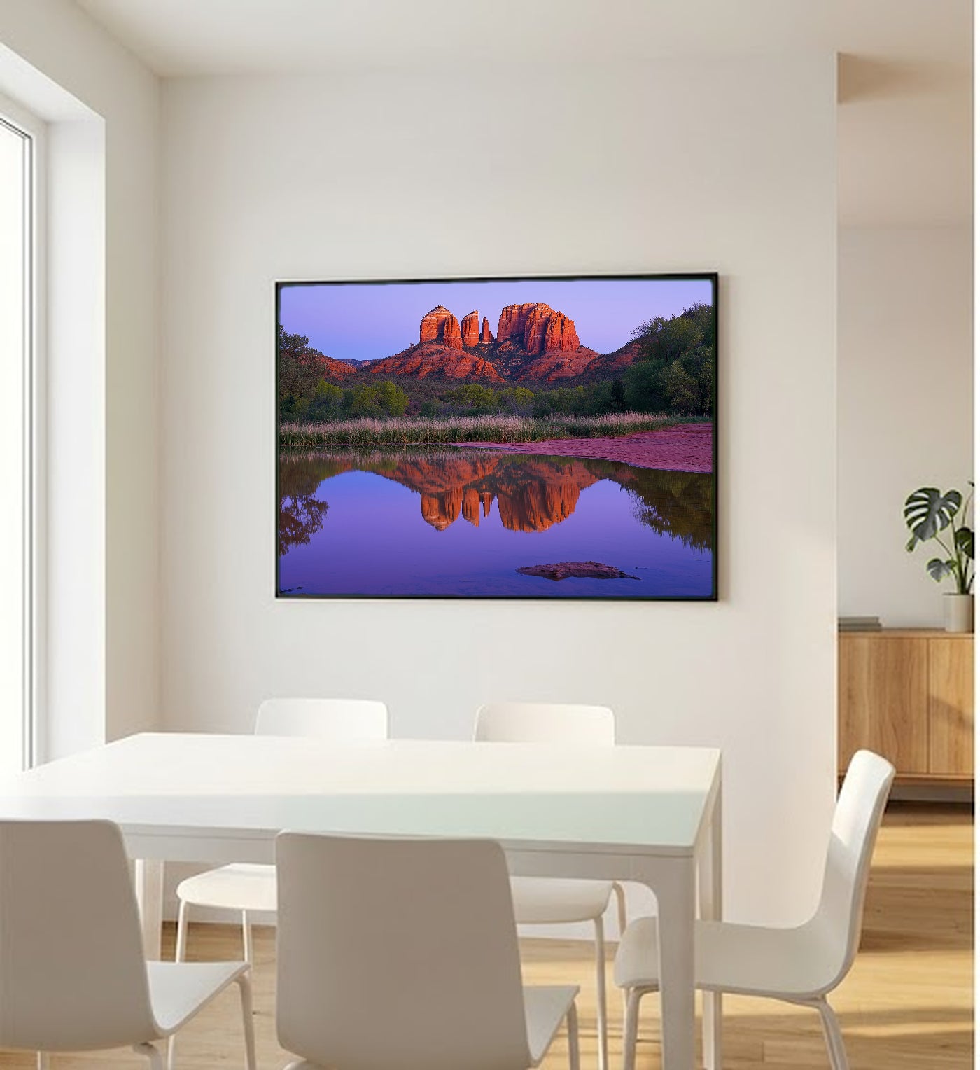 Sedona Canvas Wall Art | Arizona Red Rocks Print, Cathedral Rock, Southwest Decor, Stretched Canvas — sedona-red-rocks-bedroom-wall-art.jpg