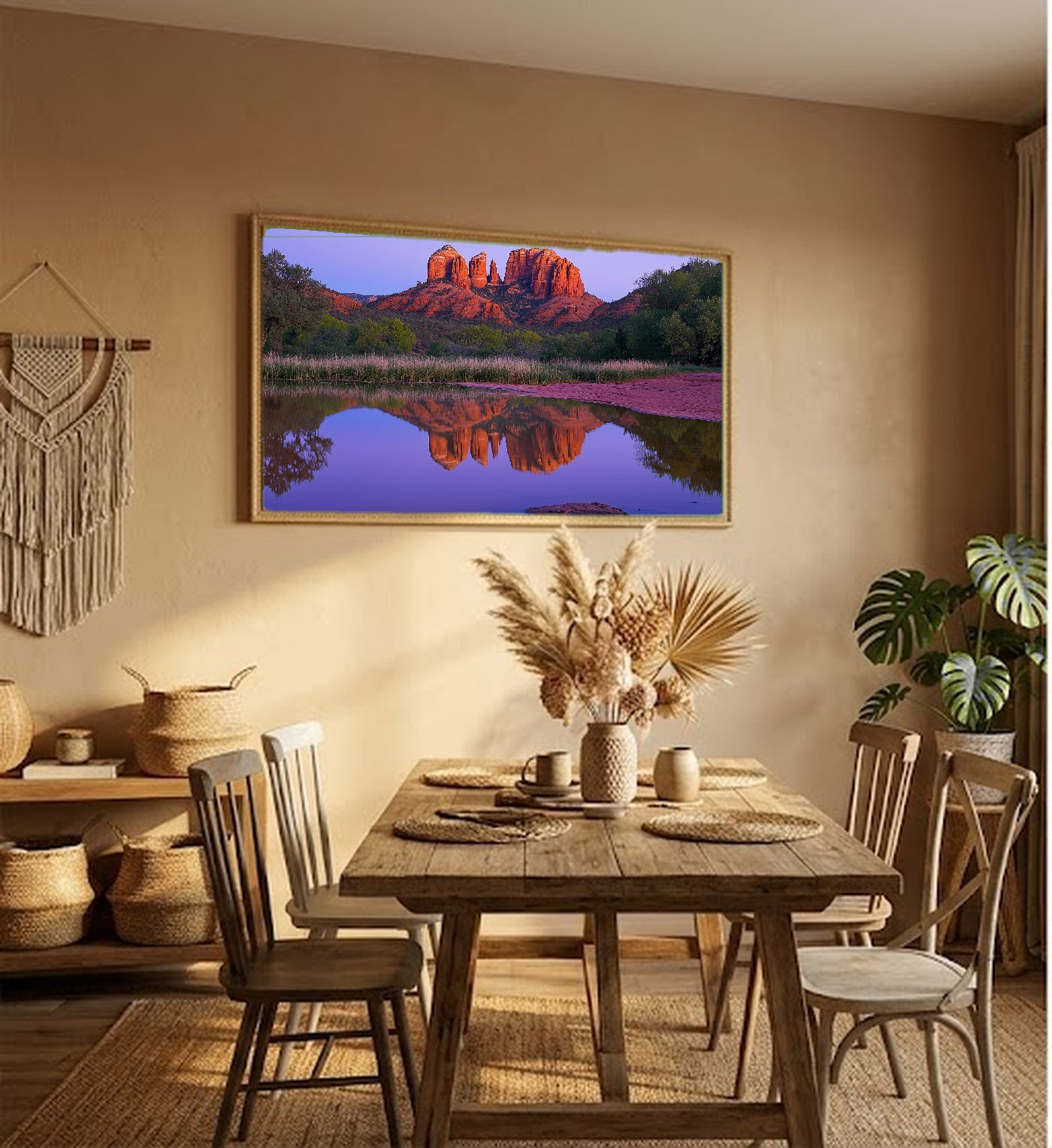 Sedona Canvas Wall Art | Arizona Red Rocks Print, Cathedral Rock, Southwest Decor, Stretched Canvas — sedona-red-rocks-hallway-wall-art.jpg