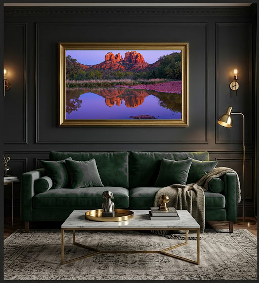 Sedona Canvas Wall Art | Arizona Red Rocks Print, Cathedral Rock, Southwest Decor, Stretched Canvas — sedona-red-rocks-office-wall-art.jpg