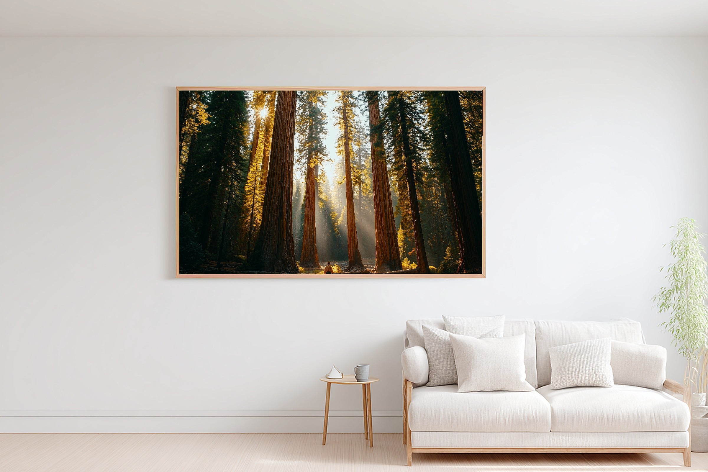 A Dreamy Sequoia Retro Poster Soft Painterly Print — Dreamy Wall Art for the Living Room, Giclée on Canvas — sequoia-retro-poster-bedroom-wall-art.jpg