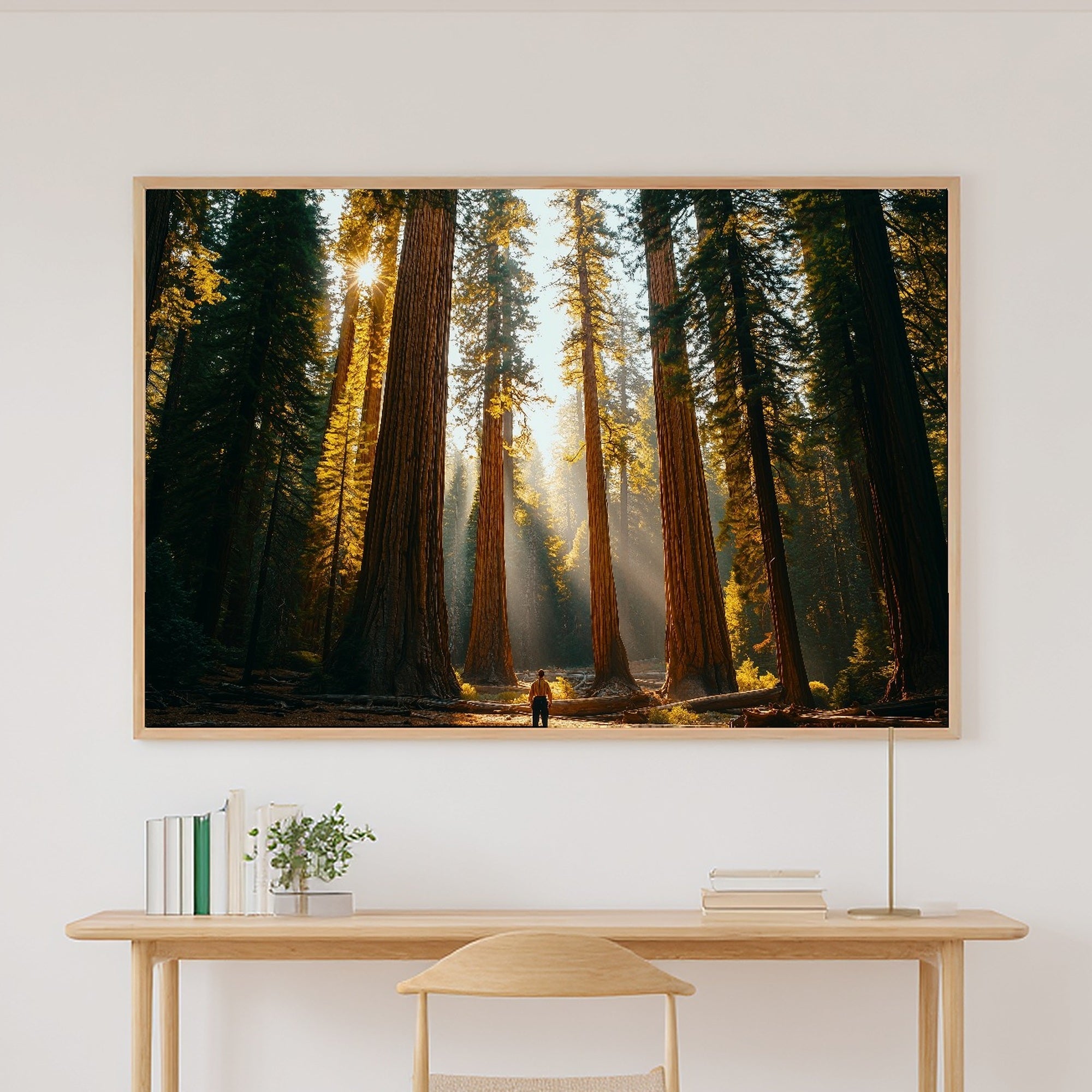A Dreamy Sequoia Retro Poster Soft Painterly Print — Dreamy Wall Art for the Living Room, Giclée on Canvas — sequoia-retro-poster-canvas-print.jpg