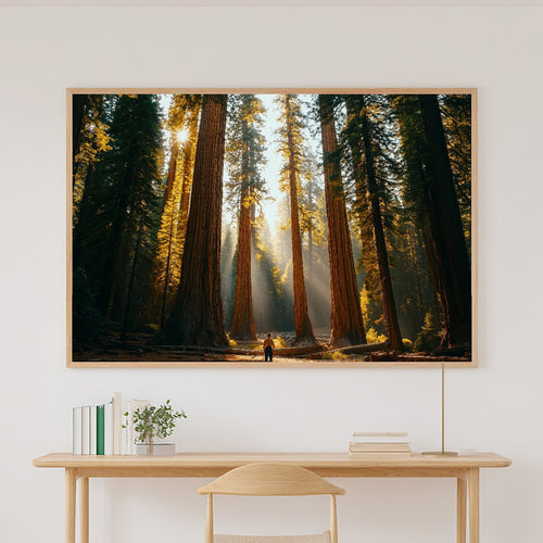 A Dreamy Sequoia Retro Poster Soft Painterly Print — Dreamy Wall Art for the Living Room, Giclée on Canvas — sequoia-retro-poster-canvas-print.jpg