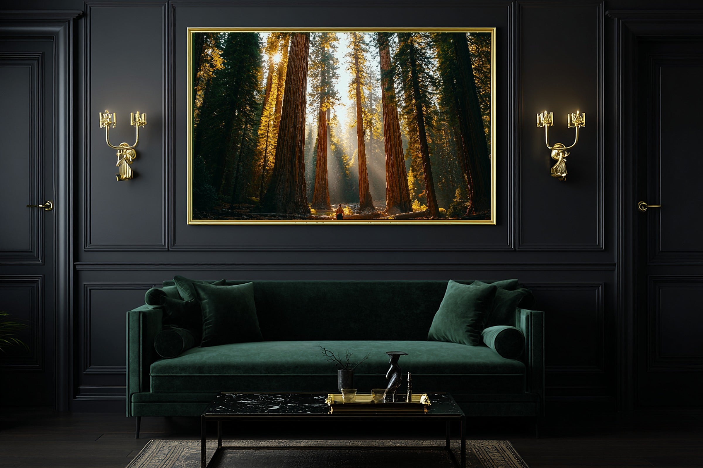 A Dreamy Sequoia Retro Poster Soft Painterly Print — Dreamy Wall Art for the Living Room, Giclée on Canvas — sequoia-retro-poster-office-wall-art.jpg
