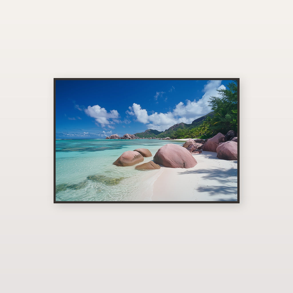 Seychelles Canvas Wall Art | Anse Source Beach Print, Tropical Paradise, Coastal Decor, Stretched Canvas — seychelles-anse-source-canvas-print.jpg