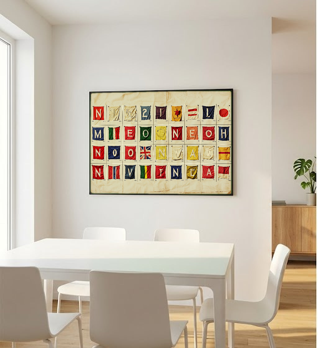 Nautical Signal Flag Canvas Wall Art | Alphabet Grid Print, Coastal Grandma Decor, Stretched Canvas — signal-flag-alphabet-grid-bedroom-wall-art.jpg