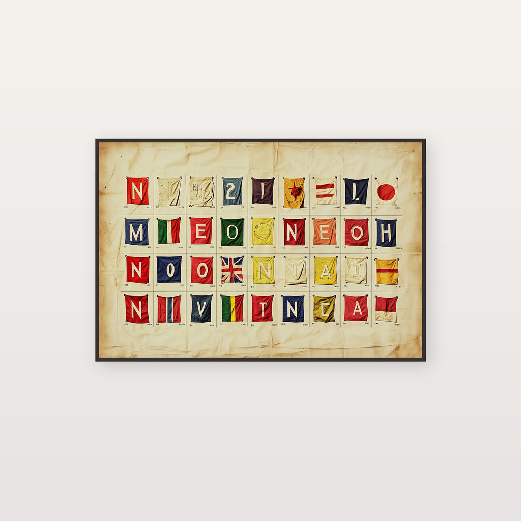 Nautical Signal Flag Canvas Wall Art | Alphabet Grid Print, Coastal Grandma Decor, Stretched Canvas — signal-flag-alphabet-grid-canvas-print.jpg