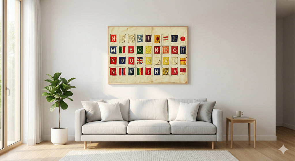 Nautical Signal Flag Canvas Wall Art | Alphabet Grid Print, Coastal Grandma Decor, Stretched Canvas — signal-flag-alphabet-grid-living-room-wall-art.jpg