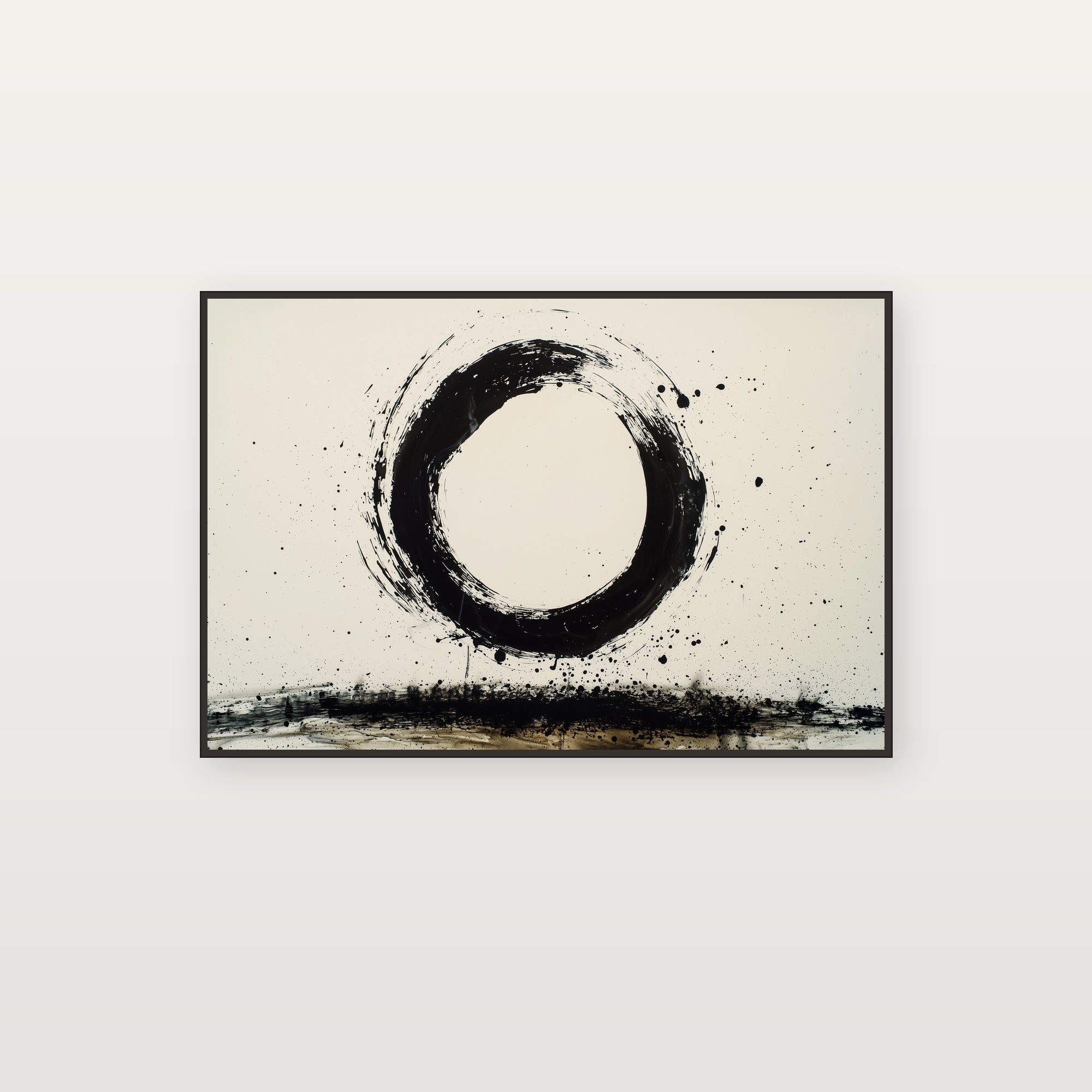Enso Circle Canvas Wall Art | Single Brush Ink Print, Zen Japandi Decor, Stretched Canvas — single-brush-enso-canvas-print.jpg