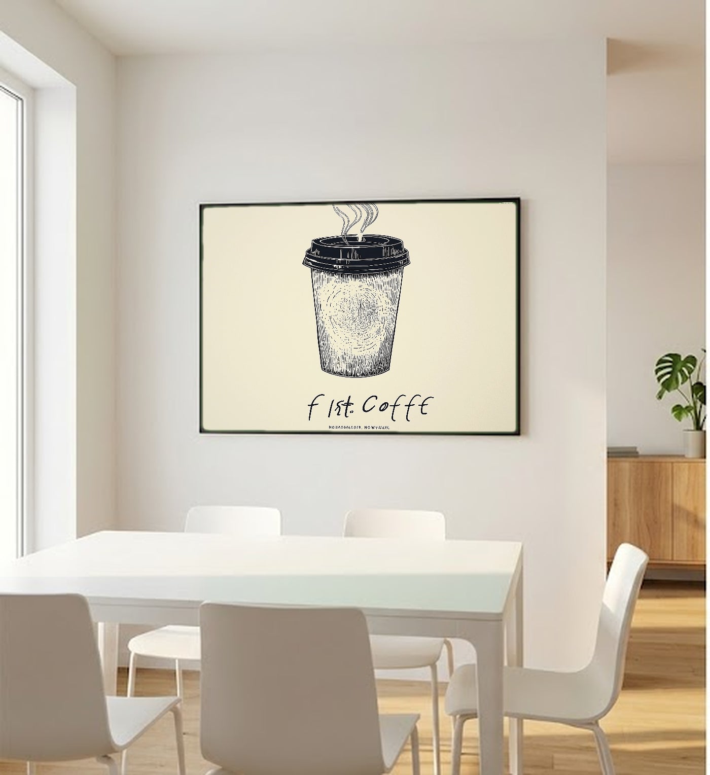 Single Line Coffee Canvas Wall Art | Continuous Drawing Print, Minimalist Kitchen Decor, Stretched Canvas — single-line-coffee-quote-bedroom-wall-art.jpg
