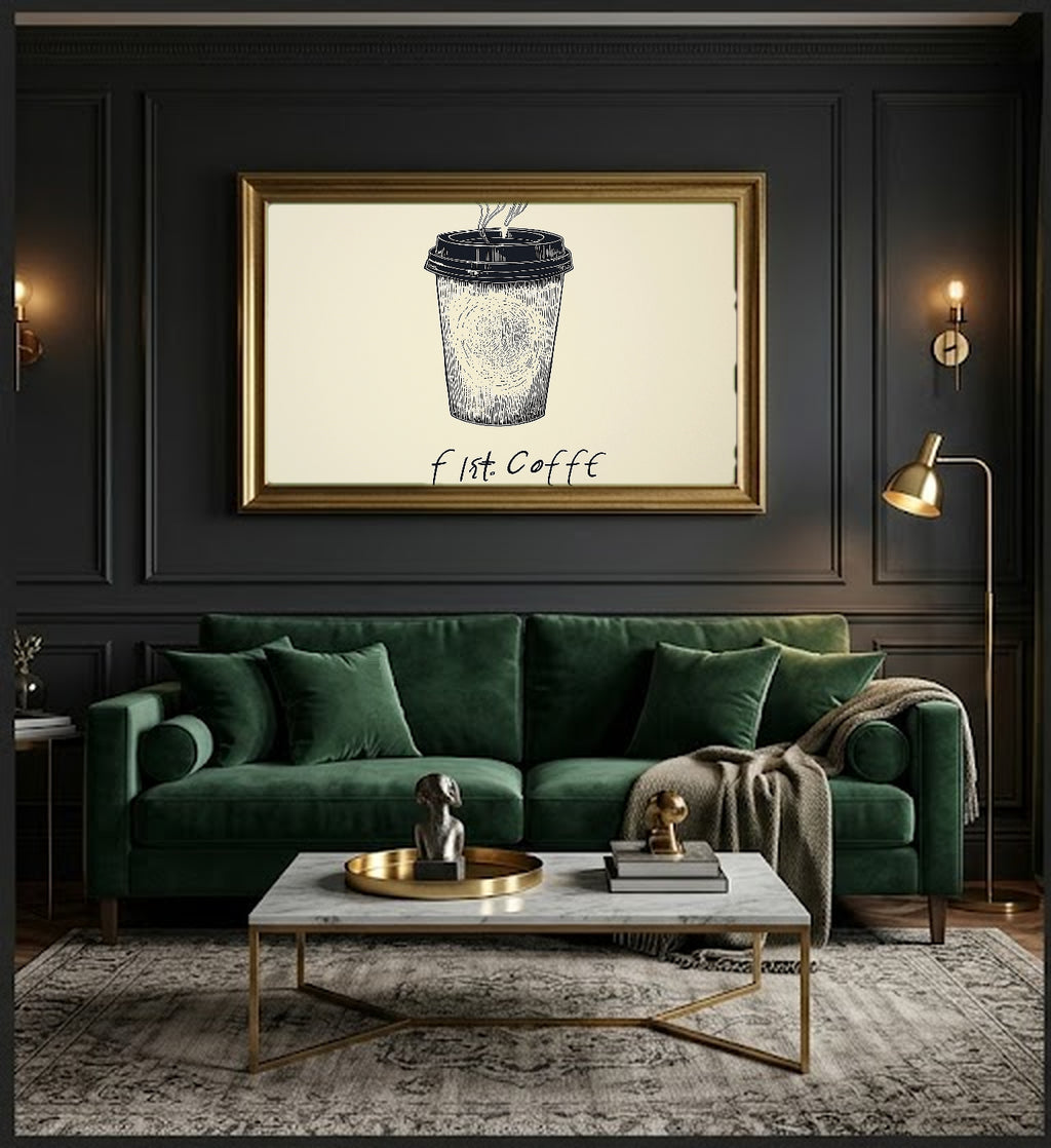 Single Line Coffee Canvas Wall Art | Continuous Drawing Print, Minimalist Kitchen Decor, Stretched Canvas — single-line-coffee-quote-office-wall-art.jpg