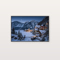 Alpine Village Canvas Wall Art - Snowy Mountain Print, Winter Chalet, Christmas Decor, Stretched Canvas — snowy mountain village canvas print