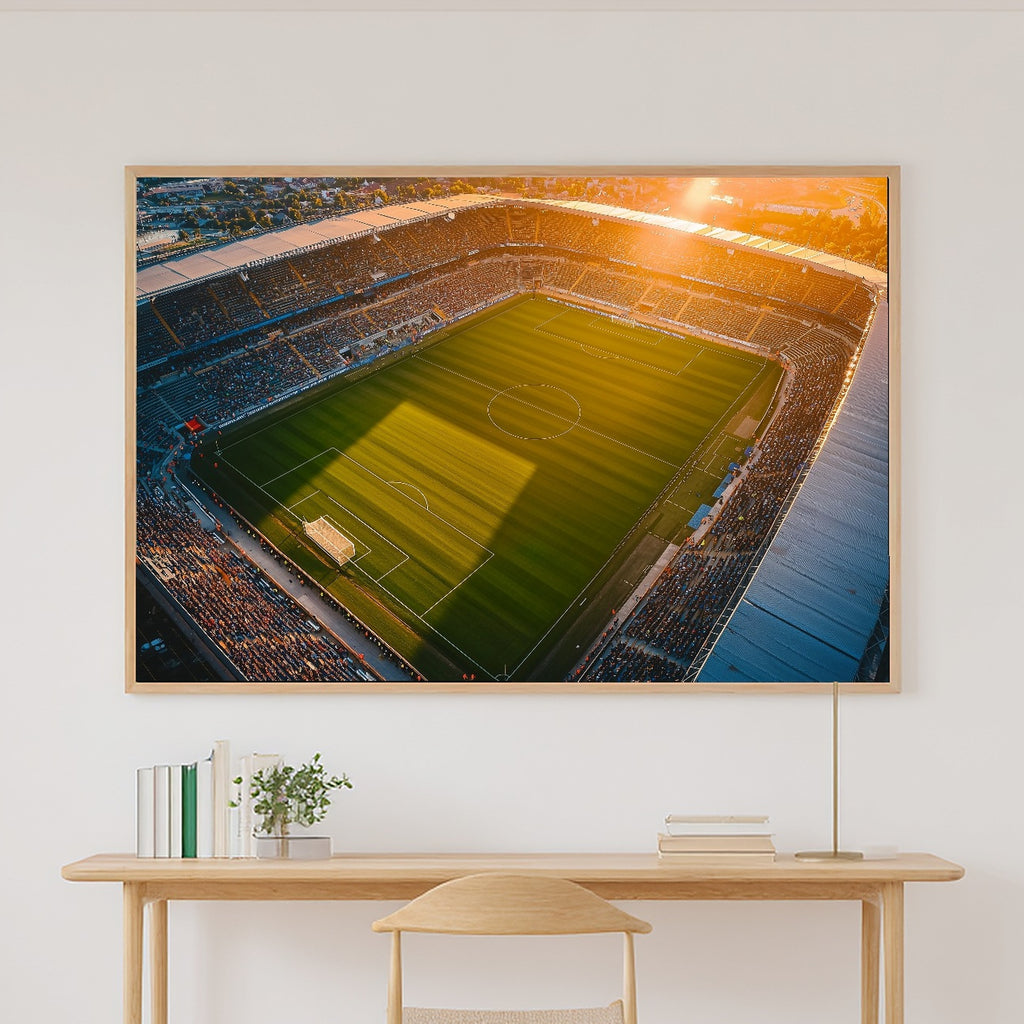 Soccer Pitch Golden Hour Print on Stretched Canvas — Soulful Warm Gallery for the Living Room, Gift for the Art Lover in Your Life — soccer-pitch-golden-hour-canvas-print.jpg