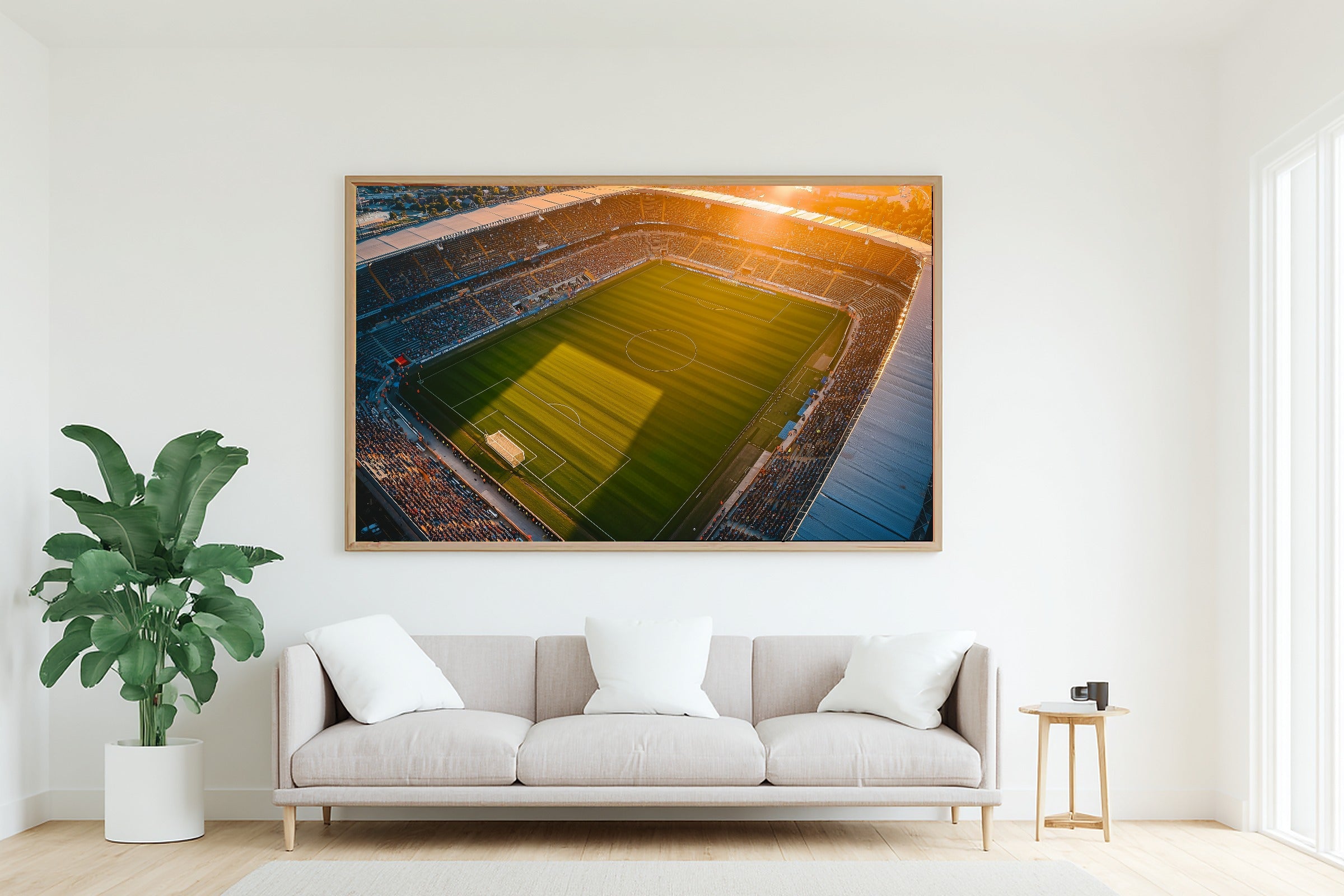 Soccer Pitch Golden Hour Print on Stretched Canvas — Soulful Warm Gallery for the Living Room, Gift for the Art Lover in Your Life — soccer-pitch-golden-hour-living-room-wall-art.jpg
