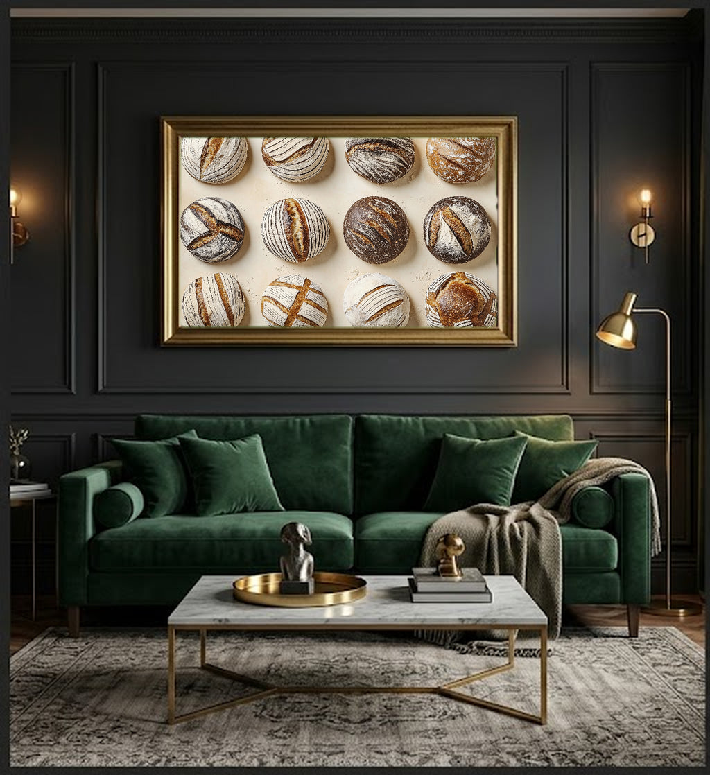 Sourdough Scoring Canvas Wall Art | Bread Patterns Print, Bakery Kitchen Decor, Stretched Canvas — sourdough-scoring-patterns-office-wall-art.jpg