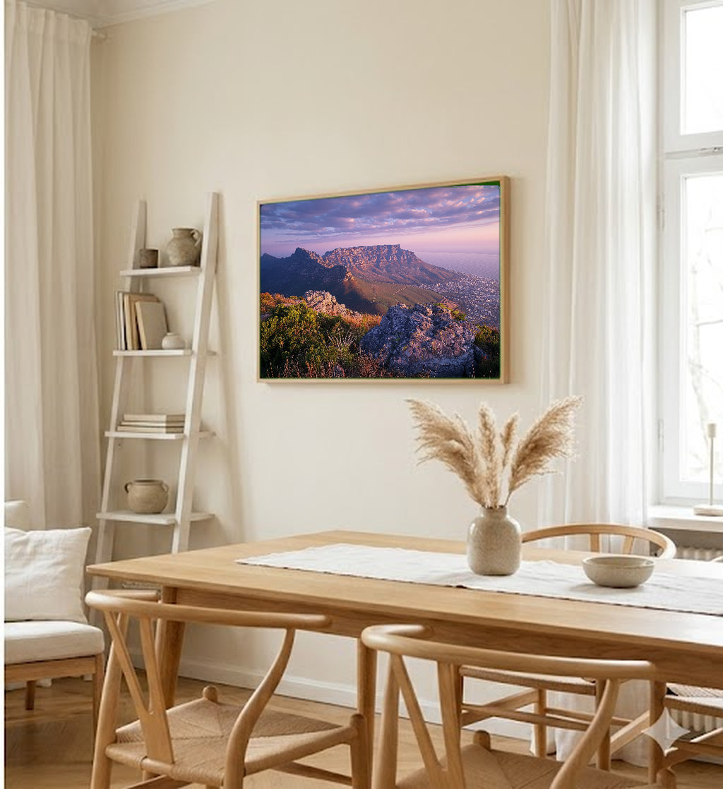 Cape Town Canvas Wall Art | Table Mountain South Africa Print, Landscape Decor, Coastal City, Stretched Canvas — south-africa-cape-town-dining-room-wall-art.jpg