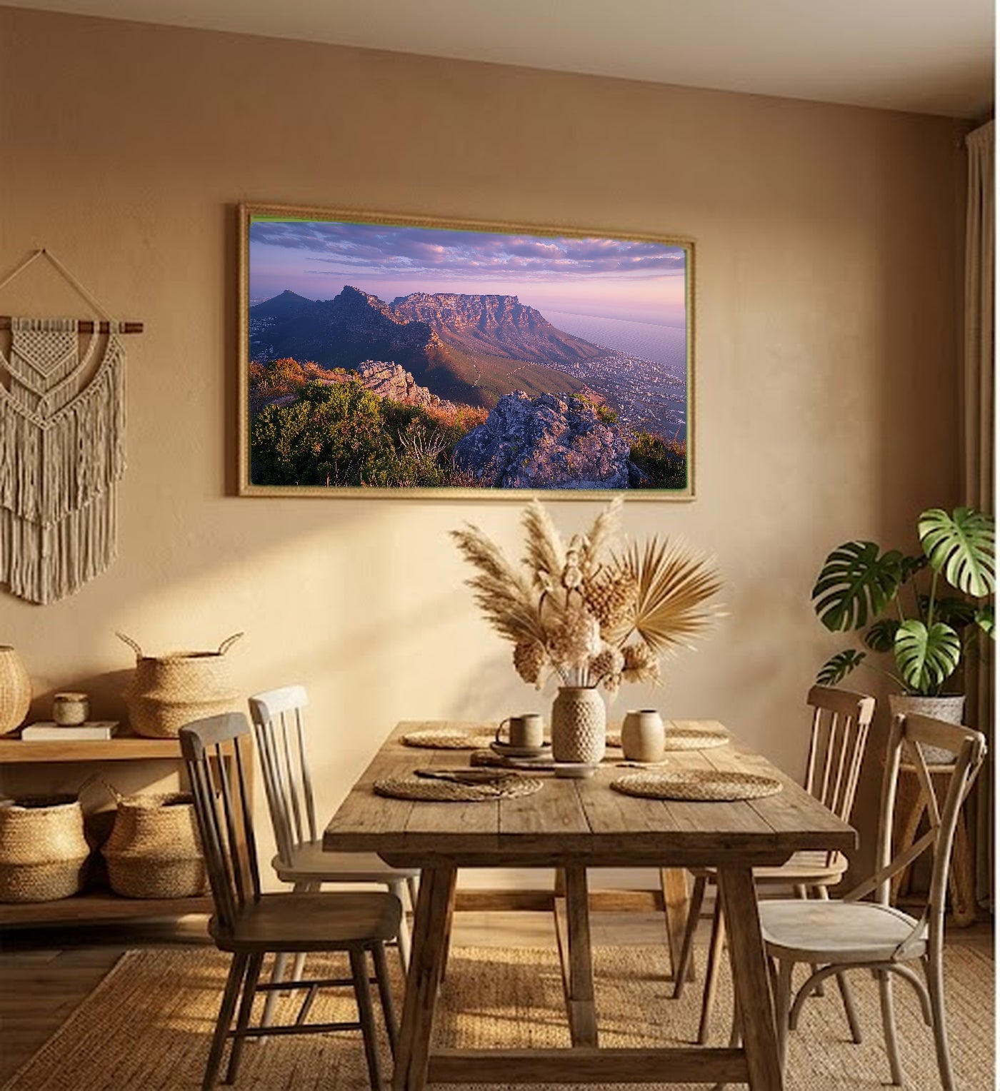 Cape Town Canvas Wall Art | Table Mountain South Africa Print, Landscape Decor, Coastal City, Stretched Canvas — south-africa-cape-town-hallway-wall-art.jpg