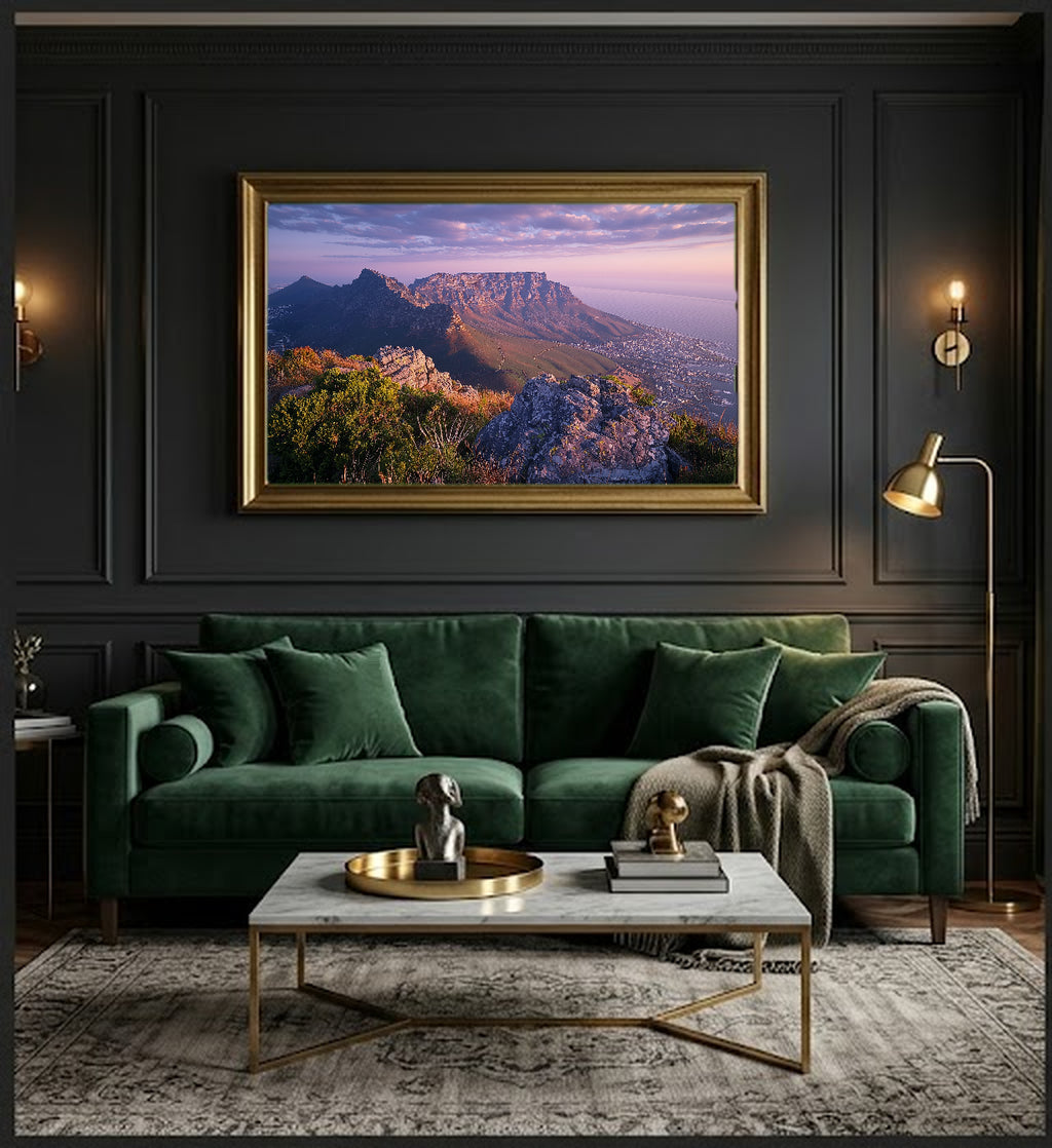 Cape Town Canvas Wall Art | Table Mountain South Africa Print, Landscape Decor, Coastal City, Stretched Canvas — south-africa-cape-town-office-wall-art.jpg