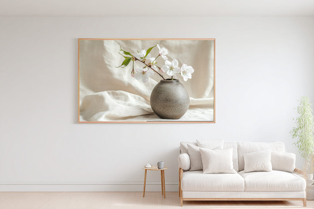 Spring Cherry Blossom Branch Ceramic Calming Coastal Wall Art — Heartfelt Print for the Beach House — spring-cherry-blossom-branch-ceramic-bedroom-wall-art.jpg