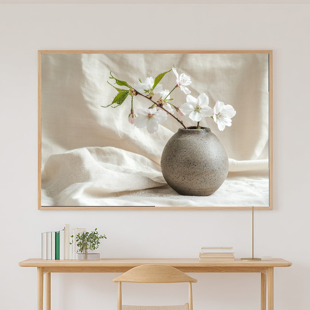 Spring Cherry Blossom Branch Ceramic Calming Coastal Wall Art — Heartfelt Print for the Beach House — spring-cherry-blossom-branch-ceramic-canvas-print.jpg